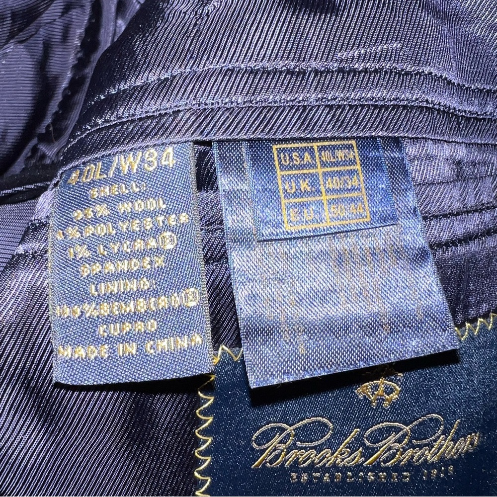 Brooks Brothers Fitzgerald BrooksCool Wool Blend Blazer 2 Button Men’s Size 40L - Picture 10 of 13